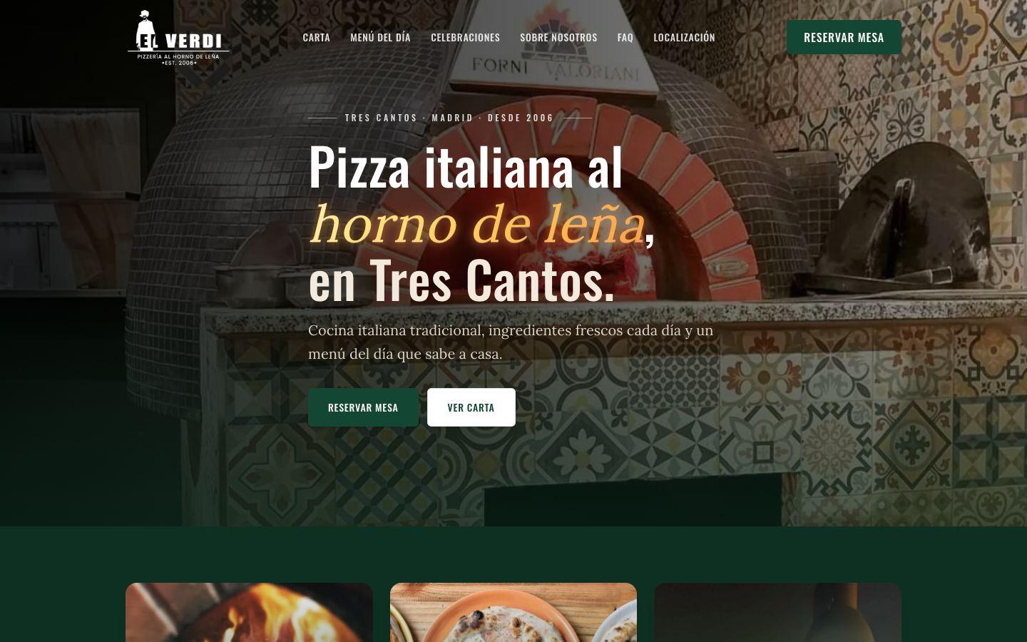 Local restaurant · Conversion LP desktop view