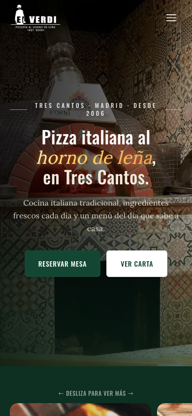 Local restaurant · Conversion LP mobile view